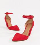 Asos Design Speakeasy Pointed Mid Heels - Red