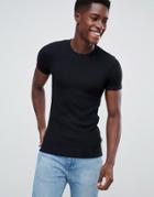 New Look Ribbed T-shirt In Black - Black