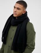 Asos Design 100% Wool Blanket Scarf In Black
