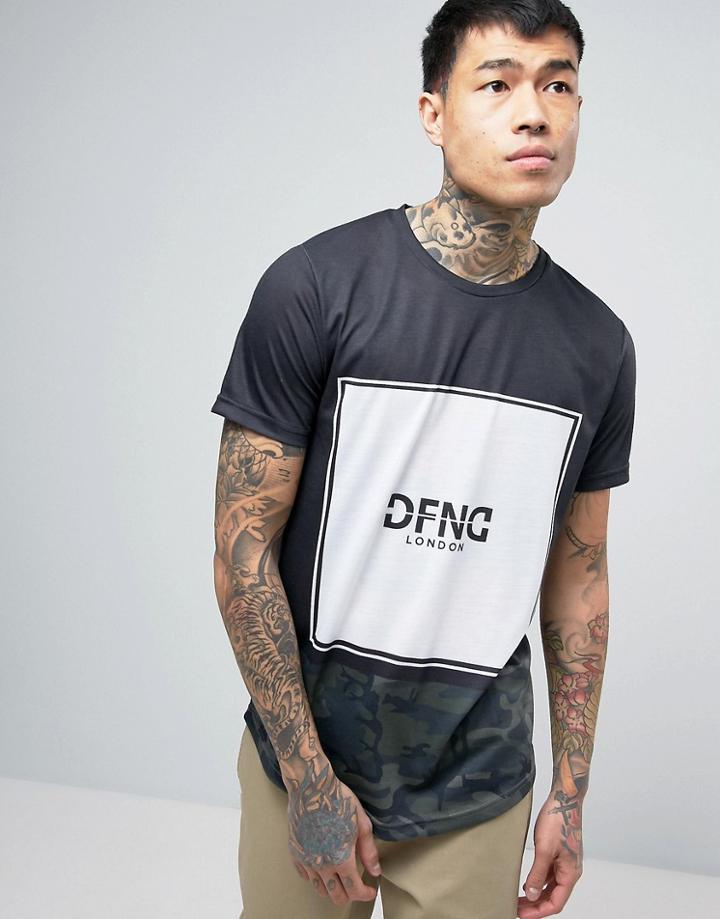 Dfnd Cut And Sew Camo Printed T-shirt - Black