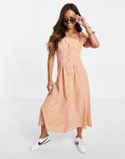 Fashion Union Midi Tea Dress With Waist Detail In Bandana Print-pink
