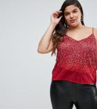 Asos Curve Cami In Scatter Embellishment - Red