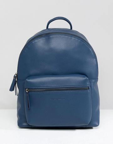 Smith And Canova Leather Backpack With Contrast Straps - Blue