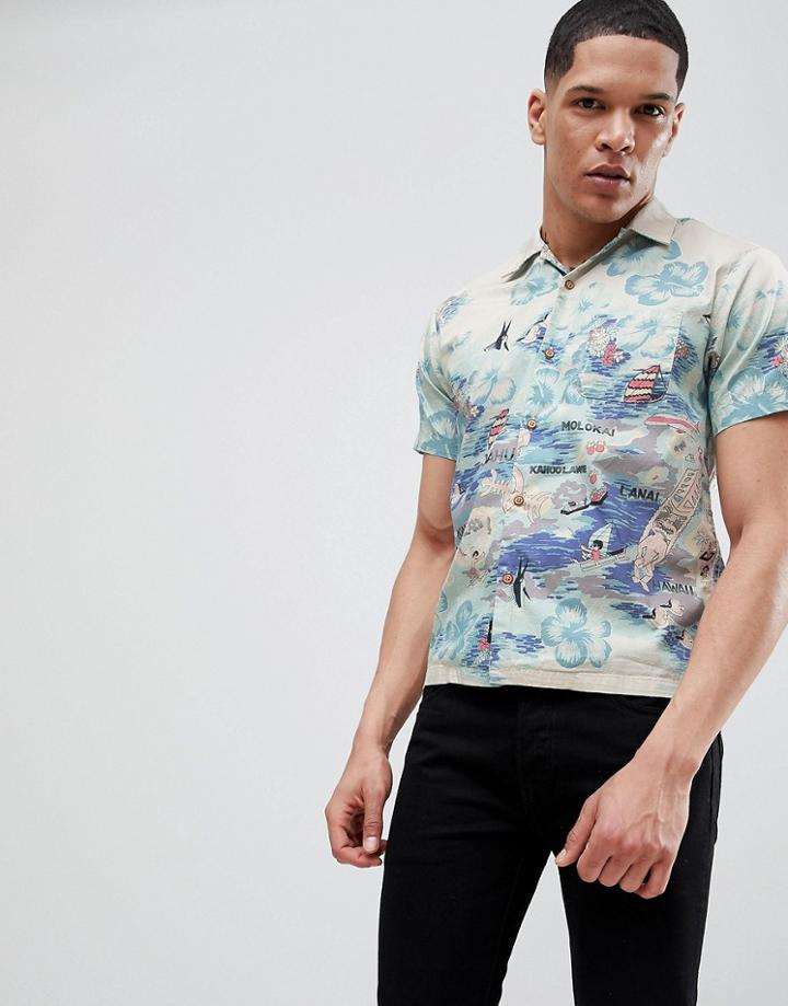 Replay Pineapple Hawaiian Short Sleeve Shirt - Navy