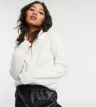 Vero Moda Petite Sweater With High Neck And Zip Detail In Cream-neutral
