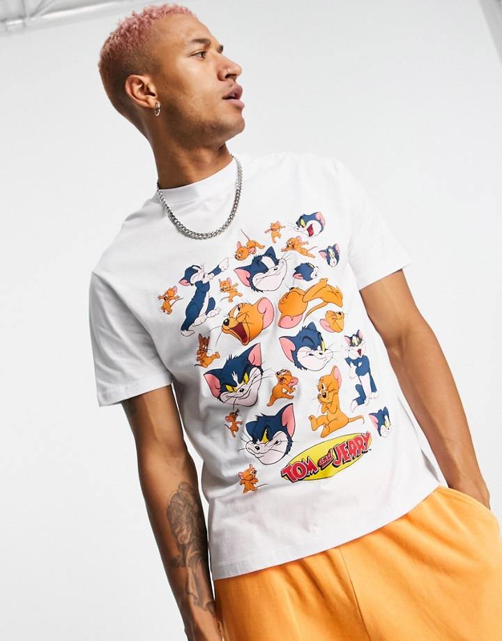 Asos Design T-shirt With Tom & Jerry Print In White