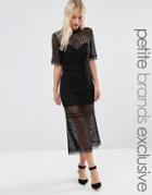Jarlo Petite Cutwork Lace Overlay Midi Dress - Black