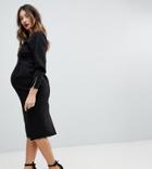 Asos Maternity Long Sleeve Midi Pencil Dress - Black
