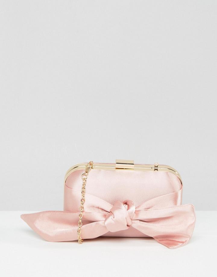 Asos Wedding Satin Bow Box Clutch Bag - Pink