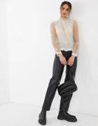 River Island Lace Panel Blouse In Cream-white