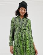 Na-kd Neon Snake Print Blouse In Green - Green