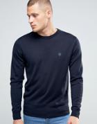 Pretty Green Sweater With Crew Neck In Slim Fit Navy - Navy