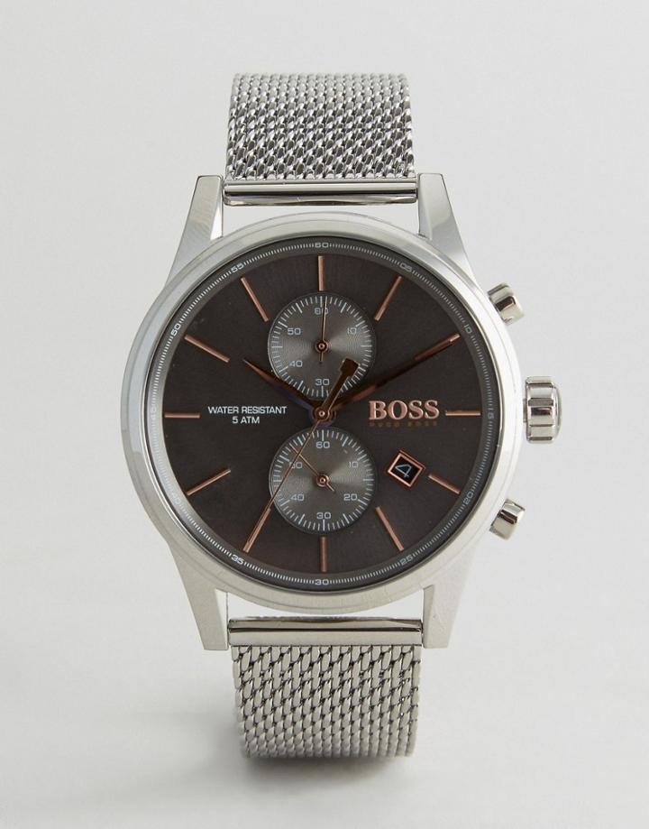 Boss By Hugo Boss 1513440 Jet Chronograph Mesh Watch In Silver - Silver
