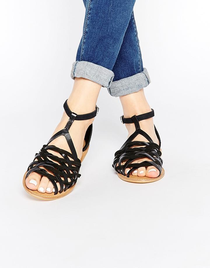 Asos Jailbird Leather Woven Shoes - Black