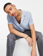 Asos Design Relaxed Viscose Shirt With Revere Collar In Blue-blues