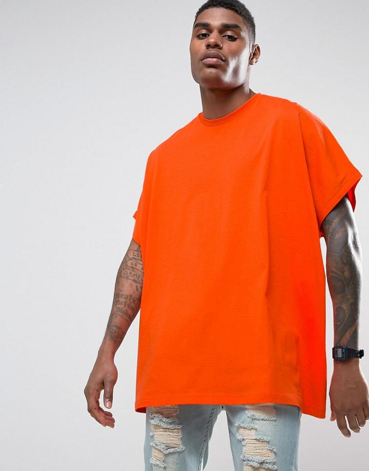 Asos Extreme Oversized T-shirt In Orange - Orange