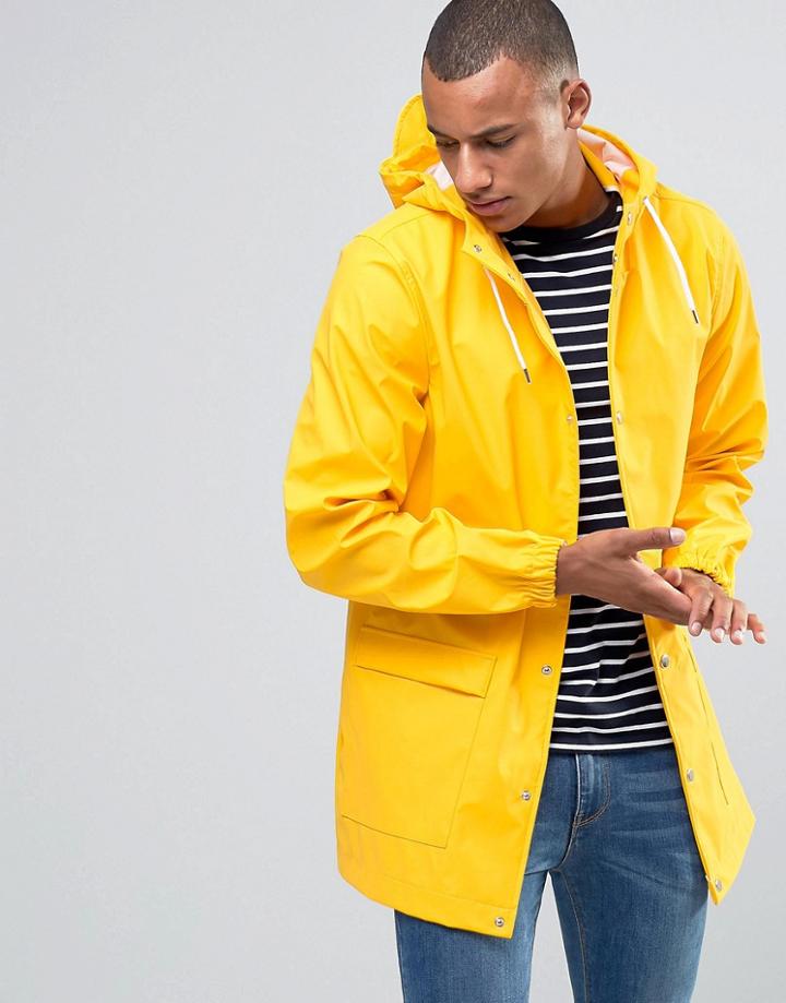 D-struct Mid Length Water-resistant Jacket With Hood - Yellow