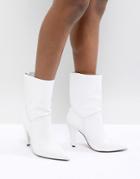 Asos Ellina Leather Ankle Boots - White