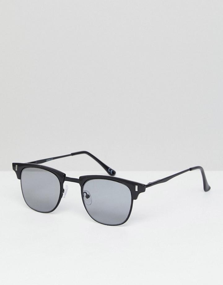 Asos Retro Sunglasses In Black With Smoke Lens - Black