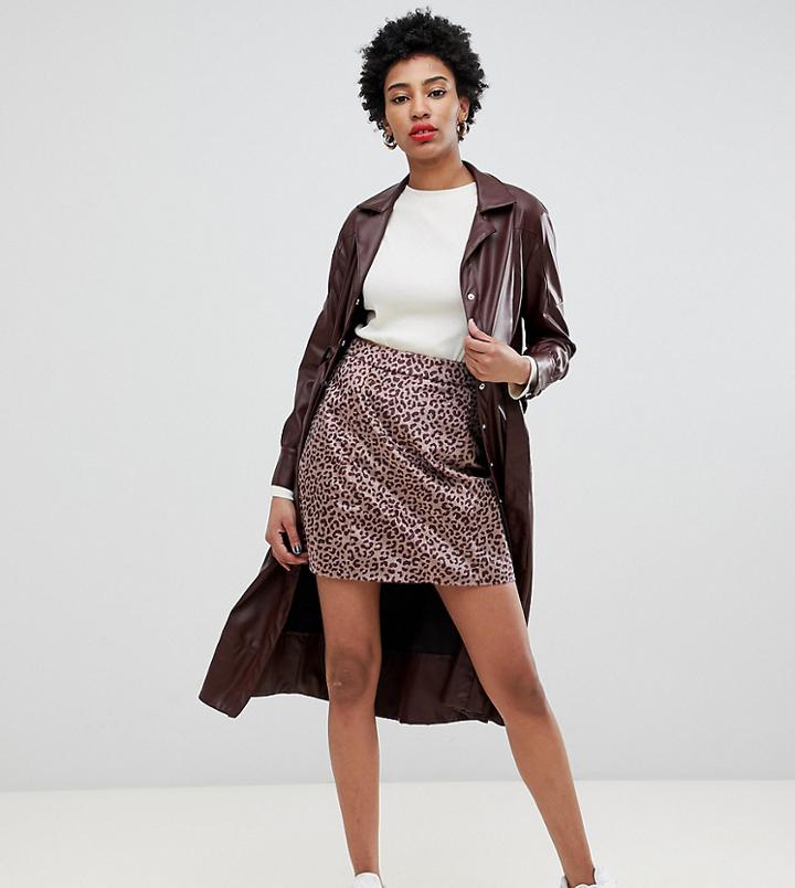 Glamorous Tall Mini Skirt In Brushed Pony Leopard