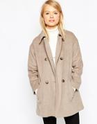 Asos Jacket In Swing Shape With Double Breasted Detail - Camel
