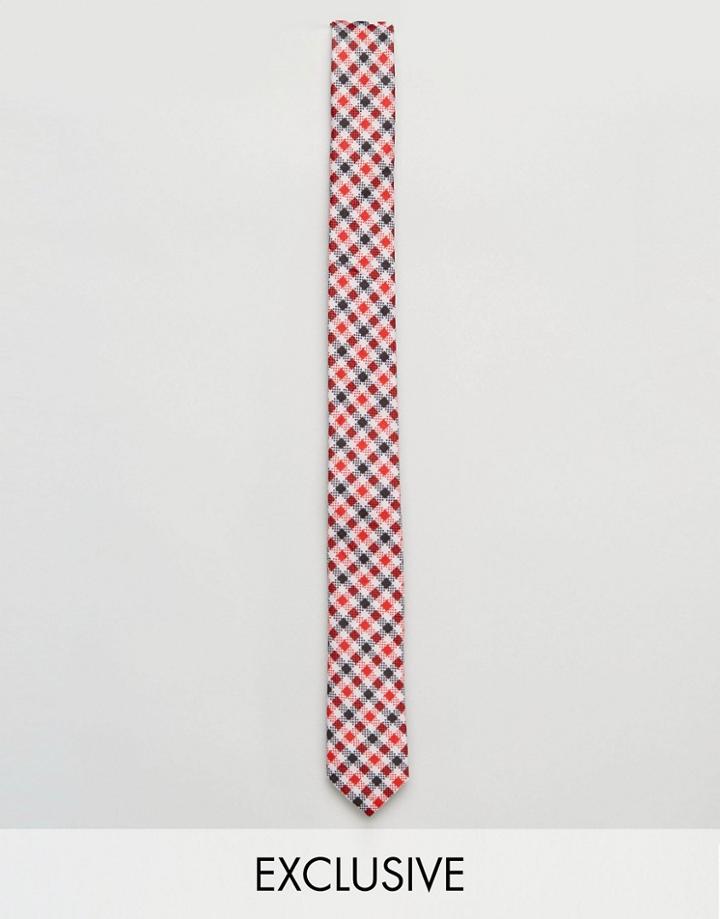 Reclaimed Vintage Inspired Skinny Tie In Red Gingham Check - Red