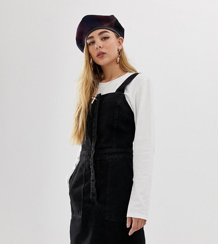 Reclaimed Vintage Inspired Denim Pinafore Dress - Black