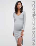 Missguided Maternity Bodycon Side Split Midi Dress - Gray