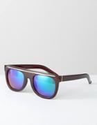7x Flat Brow Sunglasses In Tort With Revo Lense - Brown
