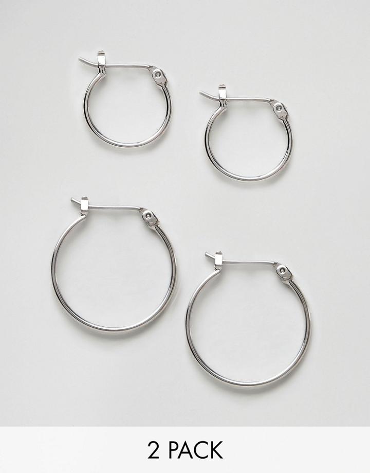 Pieces Hoop Multipack Earrings - Silver
