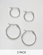 Pieces Hoop Multipack Earrings - Silver