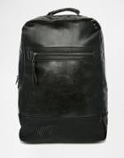 Asos Backpack In Black With Faux Snakeskin Trims - Black