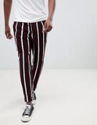 Asos Design Tapered Smart Trousers In Bold Stripe - Red
