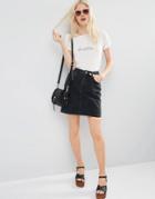 Asos Denim Original High Waisted Mini Skirt In Washed Black - Washed Black