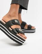 Asos Design Deborah Embellished Flatform Sandals - Black