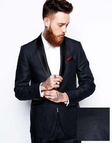 Asos Slim Fit Tuxedo Suit Jacket In 100% Linen