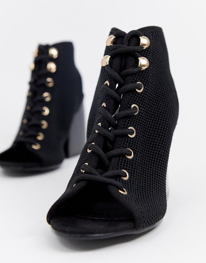 Asos Design Punto Block Heeled Sandals - Black