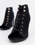 Asos Design Punto Block Heeled Sandals - Black
