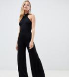 Asos Design Petite Halter Neck Jumpsuit - Black