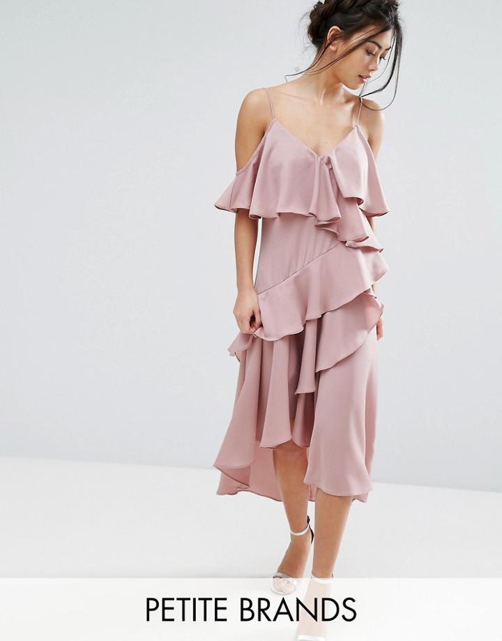 True Decadence Petite All Over Ruffle Detail Cami Maxi Dress - Pink