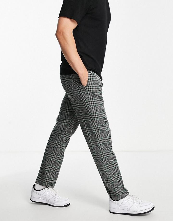 River Island Checked Pants In Black And Green