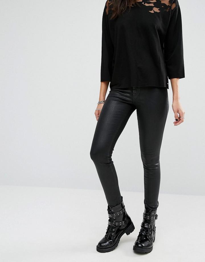 Diesel Skinzee High Rise Coated Super Skinny Jeans - Black