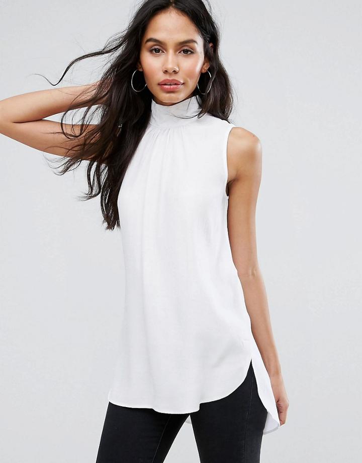 Closet London Sleeveless High Neck Top - White