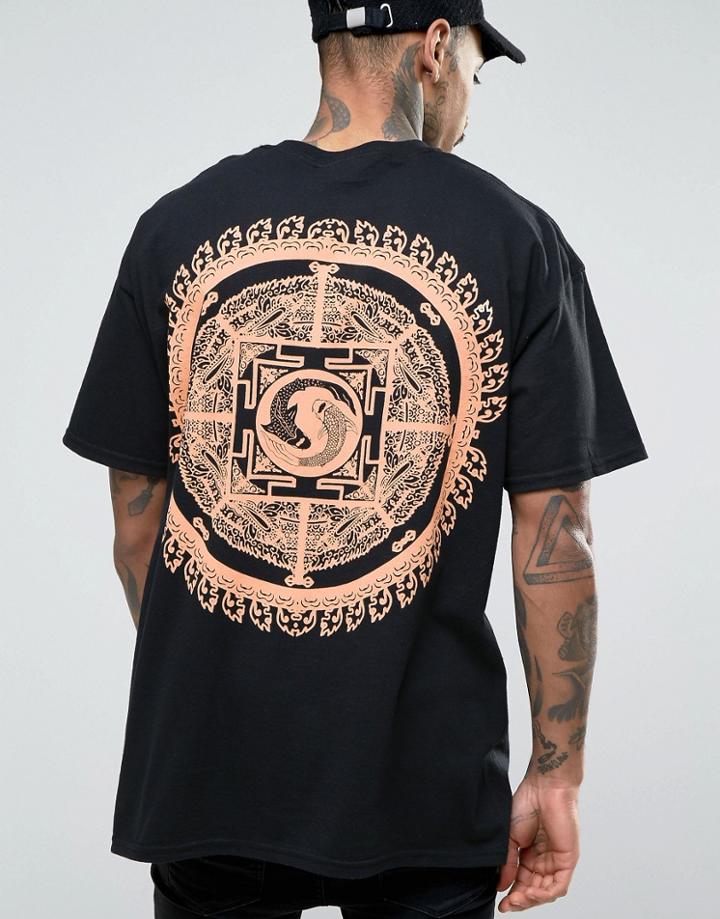 Hnr Ldn Oversized Crest Circular Back Print T-shirt - Black