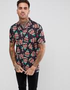 Ldn Dnm Holidays Burger Snowman Short Sleeve Shirt - Black