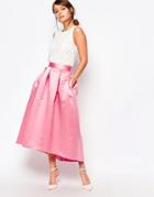 Closet Full Prom Midi Skirt In Sateen - Pink