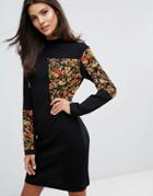 Warehouse Floral Patchwork Sweater Dress - Multi