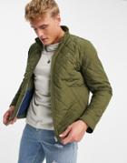 Gant Icon Logo Quilted Harrington Jacket In Racing Green