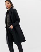 Mango Double Button Front Tailored Coat In Black - Black