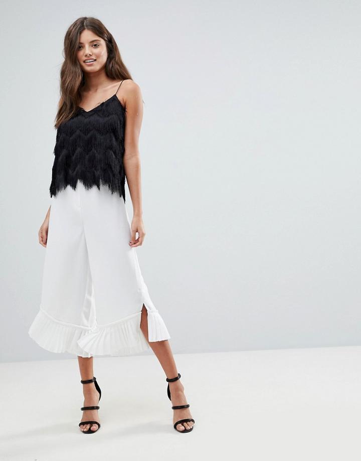 Asos Design Pleat Hem Culottes-white